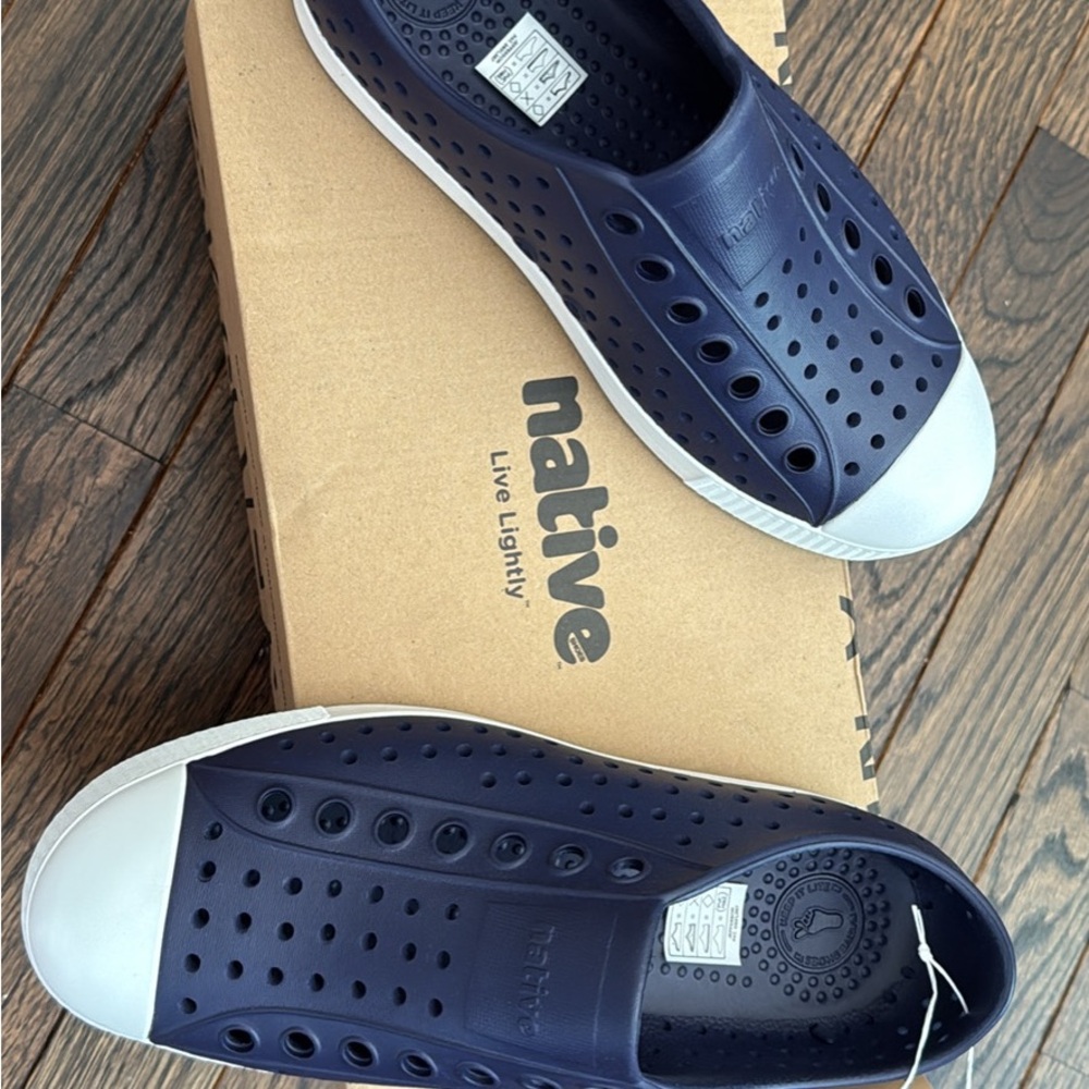 Native Men's Blue and White Slip-On Sneakers